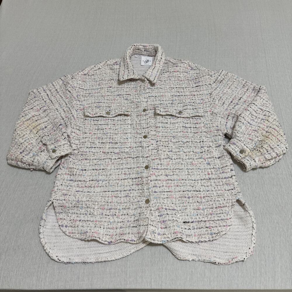 Olivaceous Watching Over You Sequin Jacket Medium Sparkles Stains On Sleeves